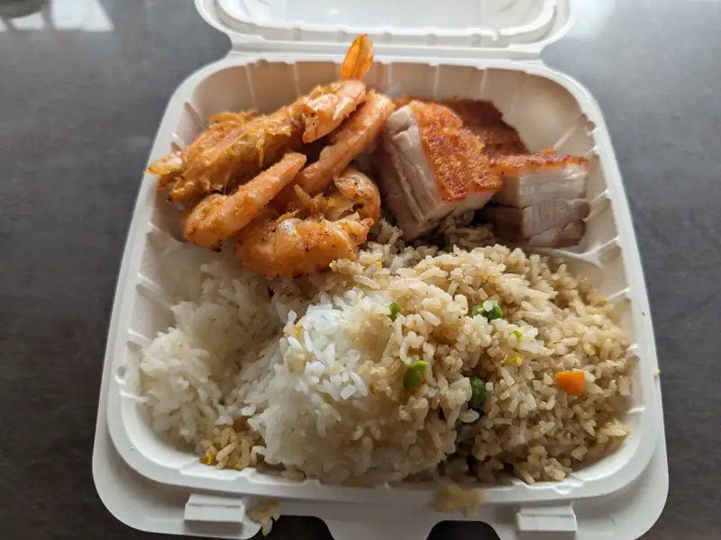 Fried shrimp & roast pork